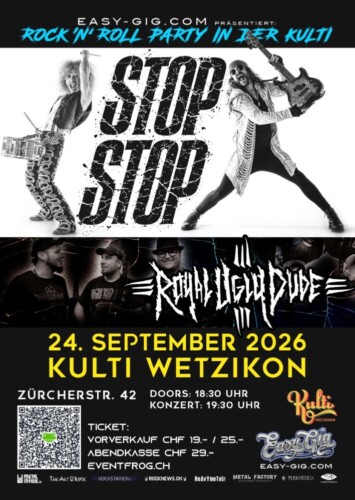 Poster von der Veranstaltung Royal Ugly Dude (CH) & STOP STOP (UK) @ Kulturfabrik Wetzikon