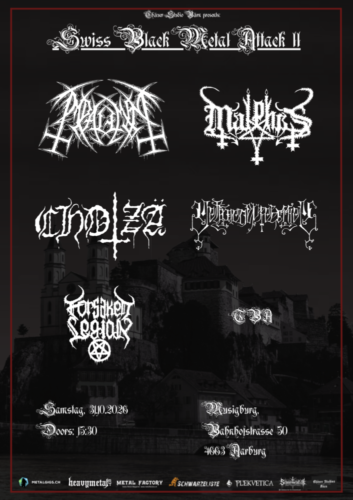 Poster von der Veranstaltung Swiss Black Metal Attack II @ Musigburg, Aarburg