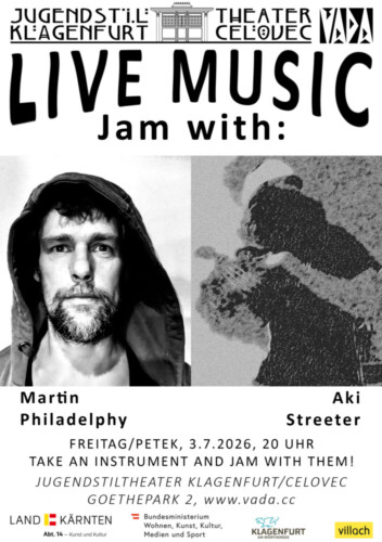 Poster von der Veranstaltung Jam With Martin Philadelphy & Aki Streeter @ Jugendstiltheater Klagenfurt