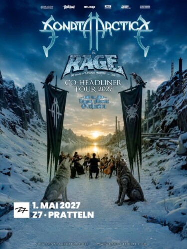Poster von der Veranstaltung Sonata Arctica & Rage - Co Headliner Tour 2027 feat. Lingua Mortis Orchestra @ Konzertfabrik Z7, Pratteln