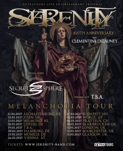 Poster von der Veranstaltung Serenity - Melancholia Tour 2027 @ Konzertfabrik Z7, Pratteln
