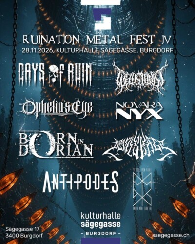 Poster von der Veranstaltung Ruination Metal Fest 4 @ Kulturhalle Sägegasse, Burgdorf