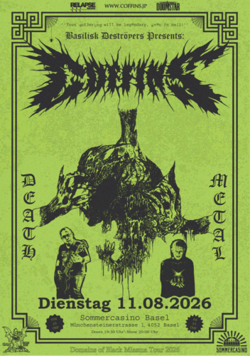 Poster von der Veranstaltung Coffins @ Sommercasino, Basel