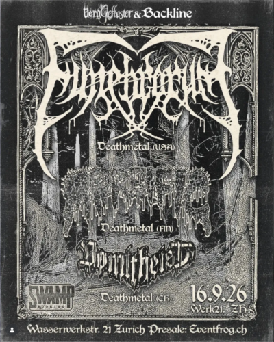 Poster von der Veranstaltung Funebrarum, Morbific & Vomitheist @ Werk21, Zürich