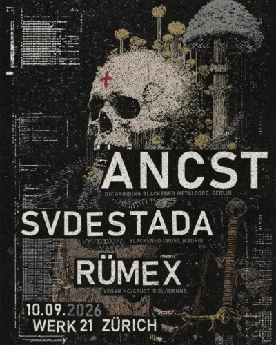 Poster von der Veranstaltung Ancst, Svdestada & Rümex @ Werk21, Zürich