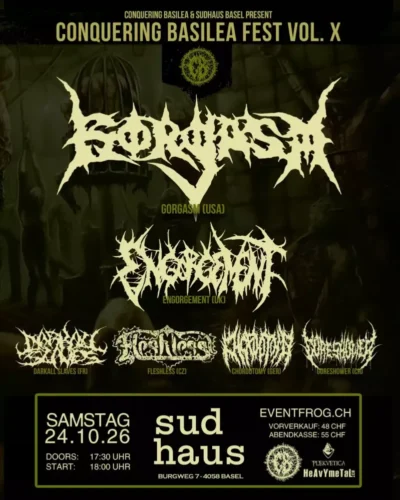 Poster von der Veranstaltung Conquering Basilea Fest Vol. X @ Sudhaus Basel