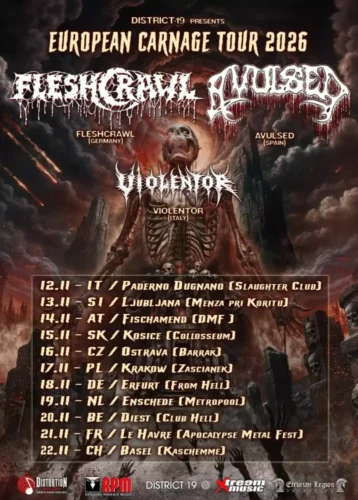 Poster von der Veranstaltung Avulsed, Fleshcrawl & Violentor @ Kaschemme Basel