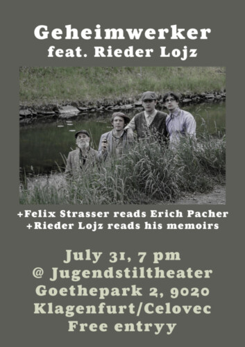Poster von der Veranstaltung Geheimwerker feat. Rieder Lojz @ Jugendstiltheater Klagenfurt